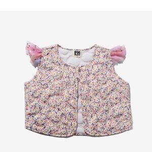 Floral Kids Vest with Pink Accents